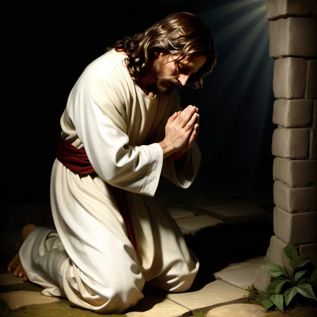 Jesus inclinando orando