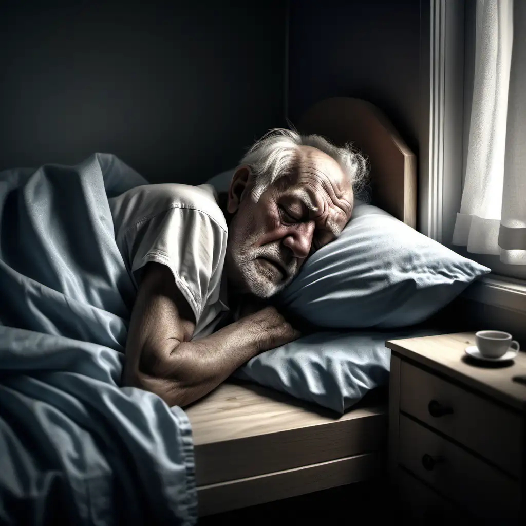 Hyper Realistic Photography of an Old Man Sleeping in Raw Style