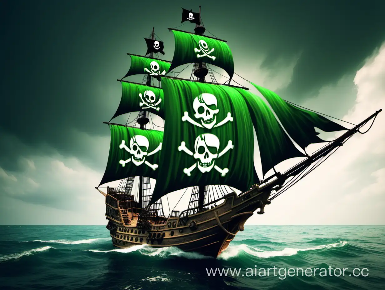 Пиратский корабль с значком utorrent на парусах