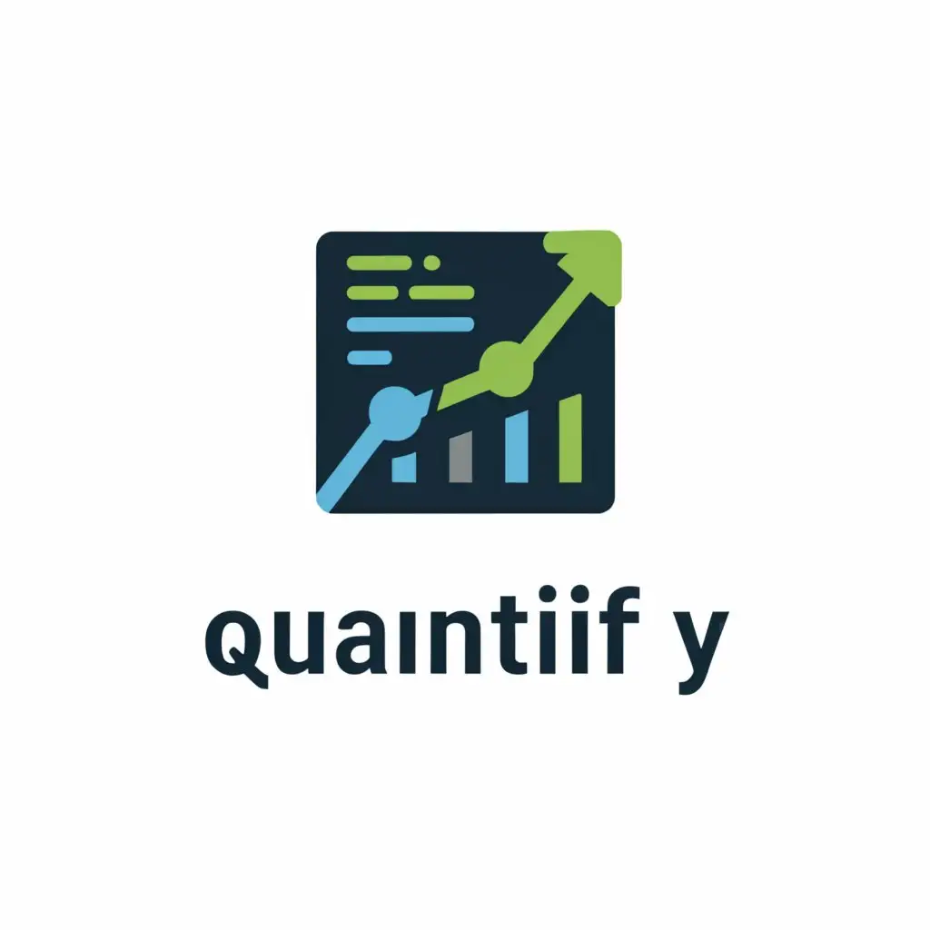 a logo design,with the text "Quantify", main symbol:self improvement, line chart, health, wellness, percent symbol, green and blue,complex,be used in Technology industry,clear background