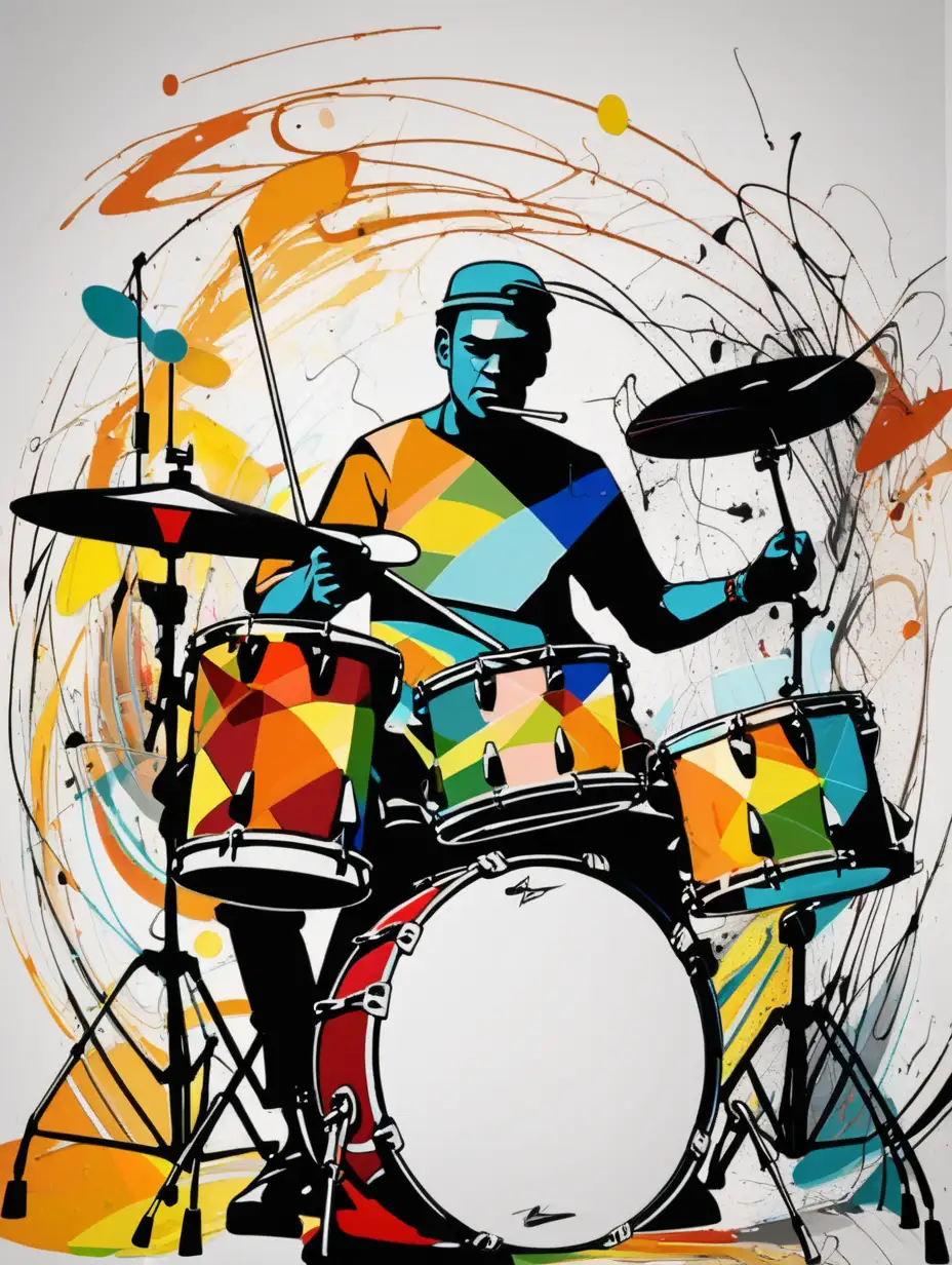 Abstract Expressionism Drummer Dynamic Rhythms in Artistic Chaos