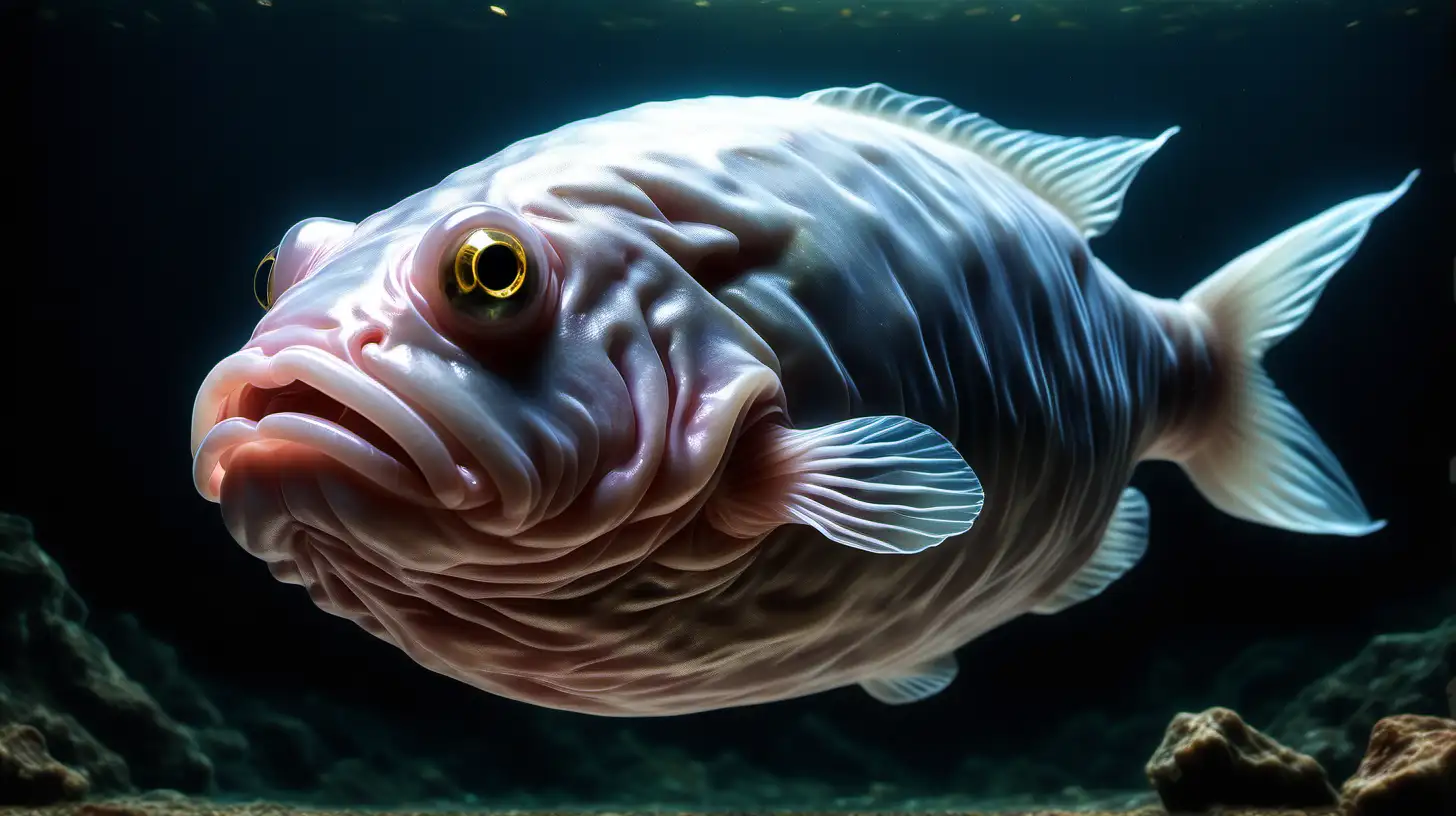 Realistic Blobfish Swimming in Its Natural Habitat
