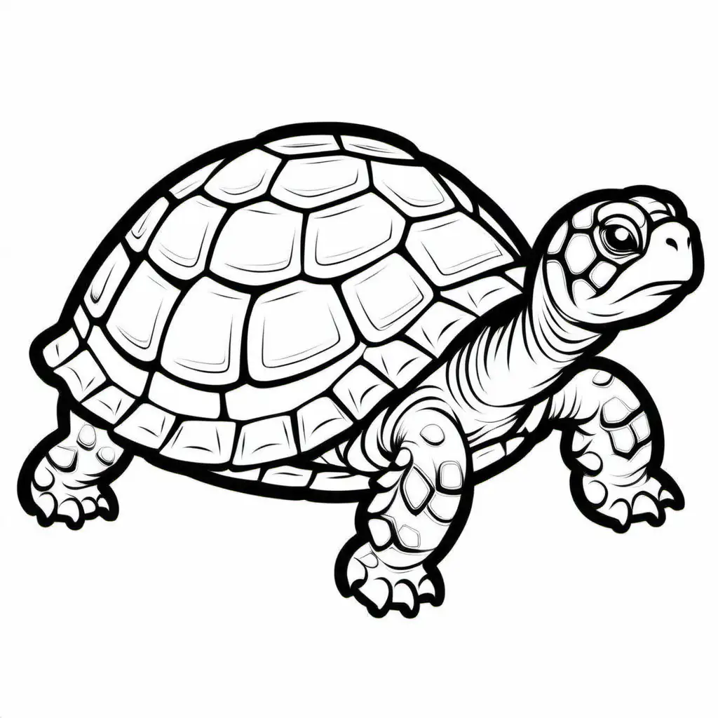 Cartoon Safari Tortoise Outline for Childrens Coloring Book