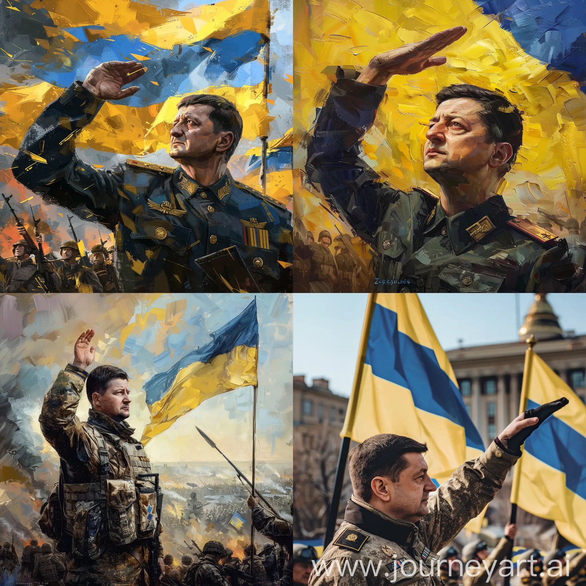President-Zelensky-Victory-Salute-with-Ukrainian-Flag