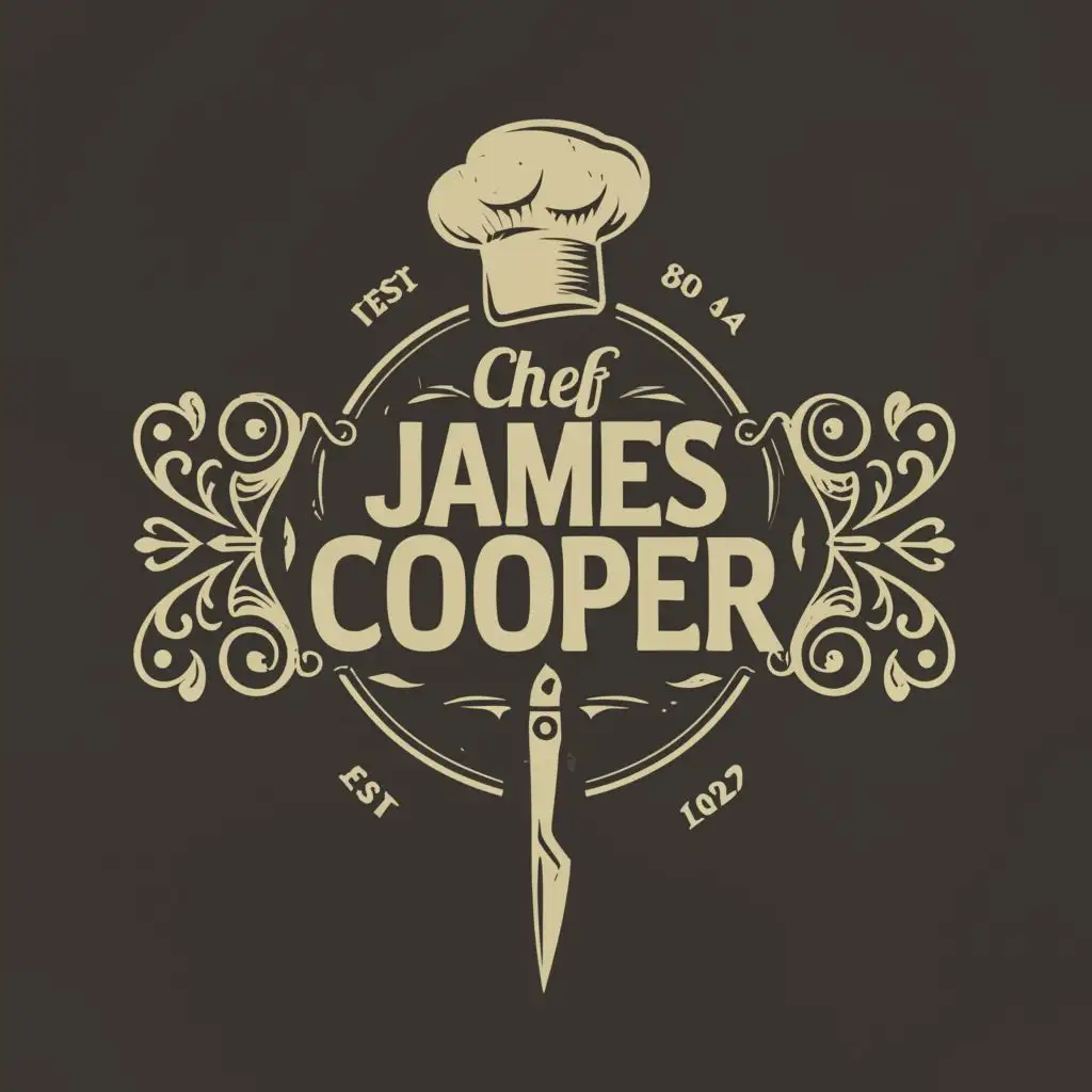 a logo design,with the text "Chef James Cooper", main symbol:compass and chef knife,Moderate,clear background