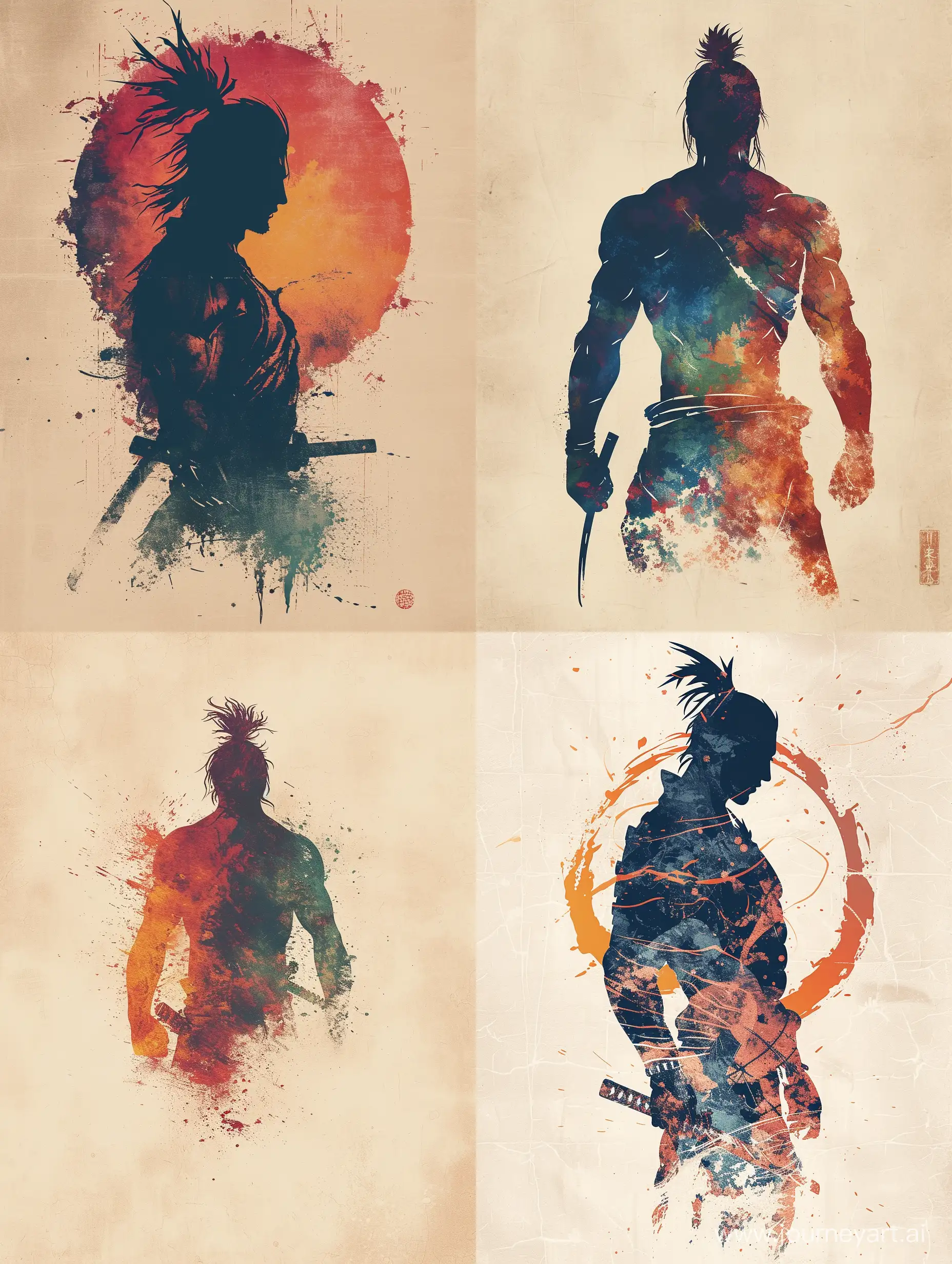 Cool-Anime-Samurai-Silhouette-in-Vintage-Minimalist-Design