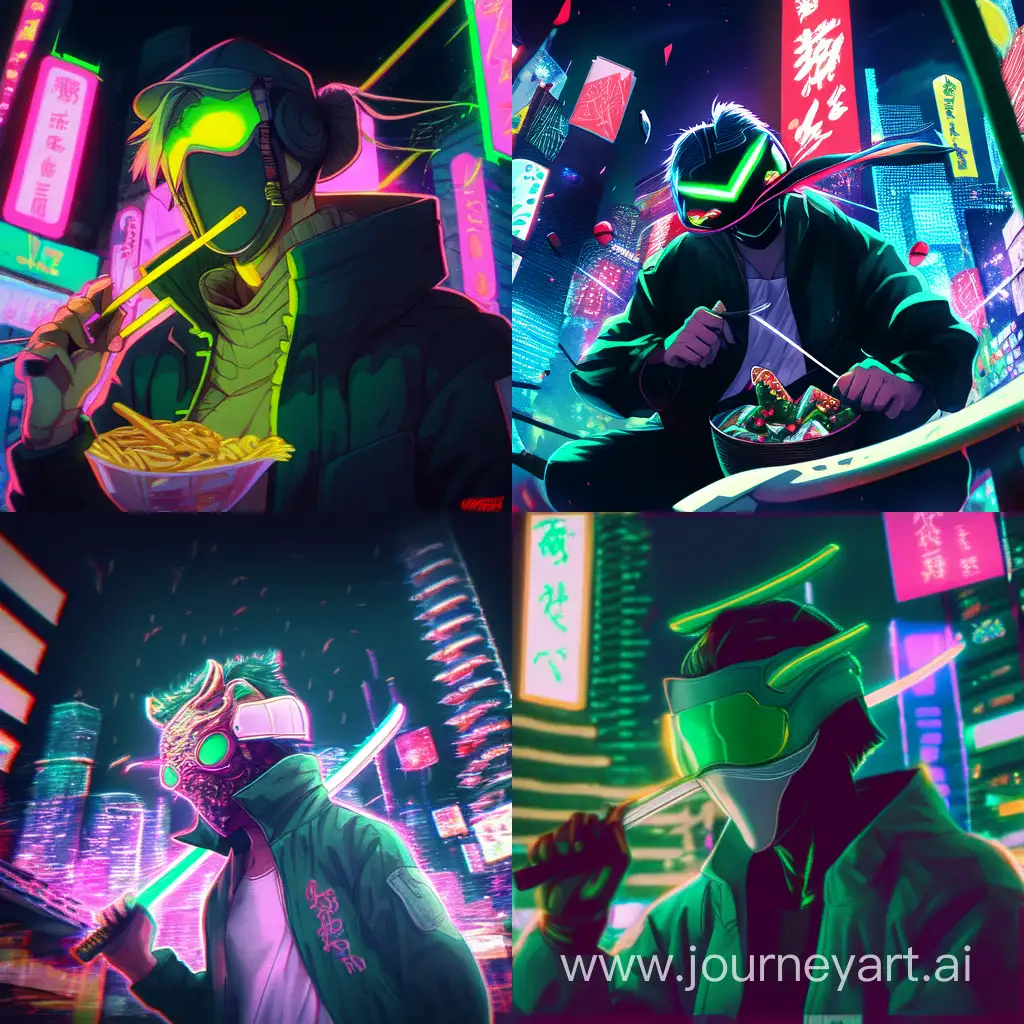 Cyberpunk-Samurai-Eating-Noodles-in-Shadowy-Cityscape