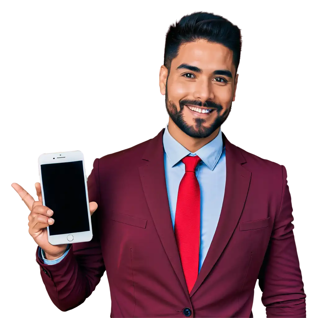 a man with smile face holding a mobile