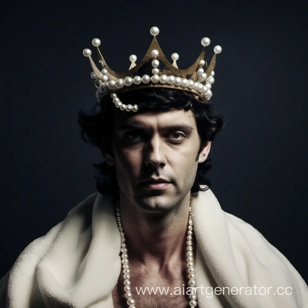 dark-haired man with crown of the pearls


