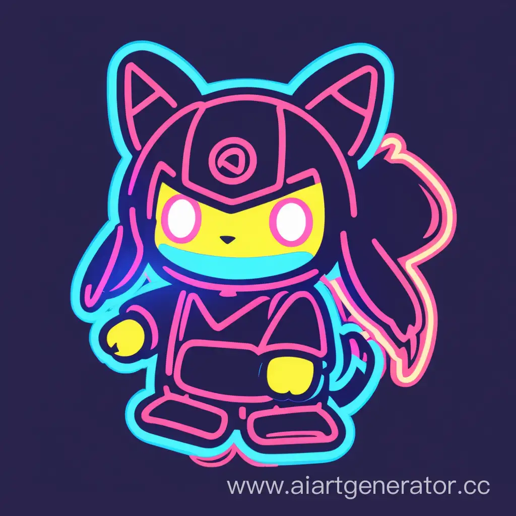 Colorful-Small-Anime-Mascot-in-Neon-Glow