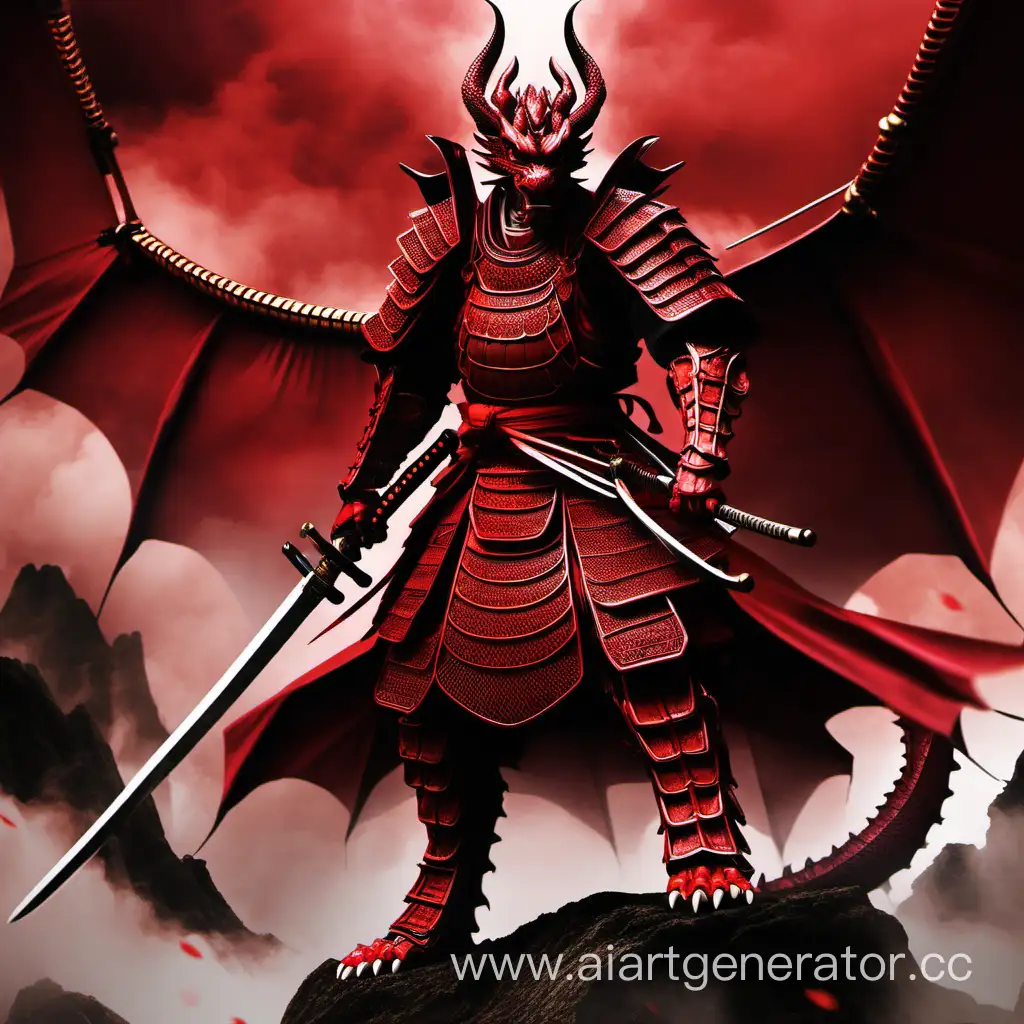 Эпичный самурай красного дракона