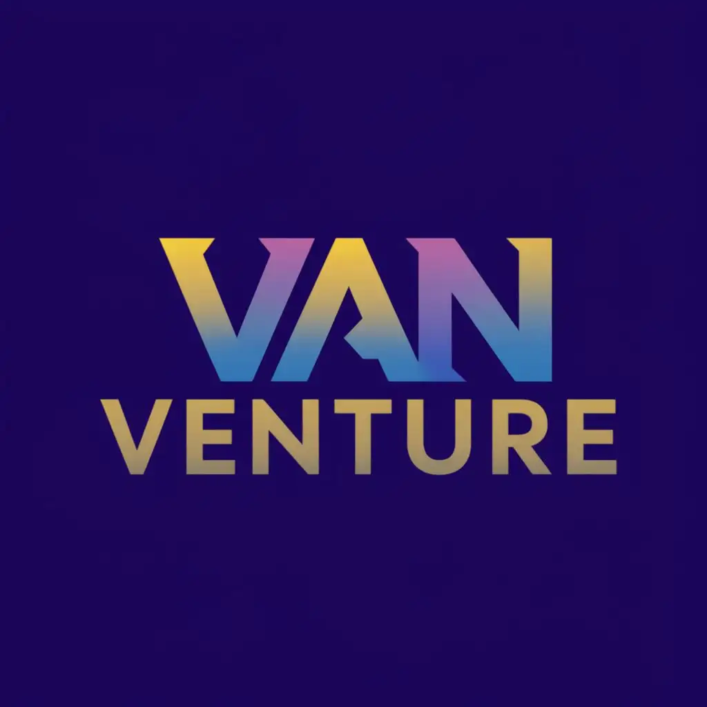 logo, van gold blue purple, with the text "van venture", typography