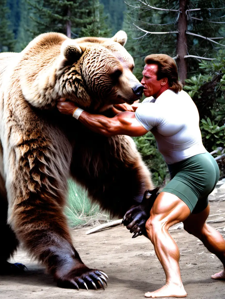Arnold Schwarzenegger Wrestles Grizzly Bear