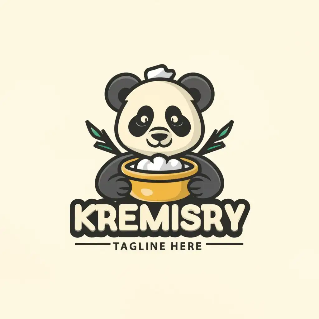 logo, A baking panda, with the text "Kremistry", typography, be used in Restaurant industry