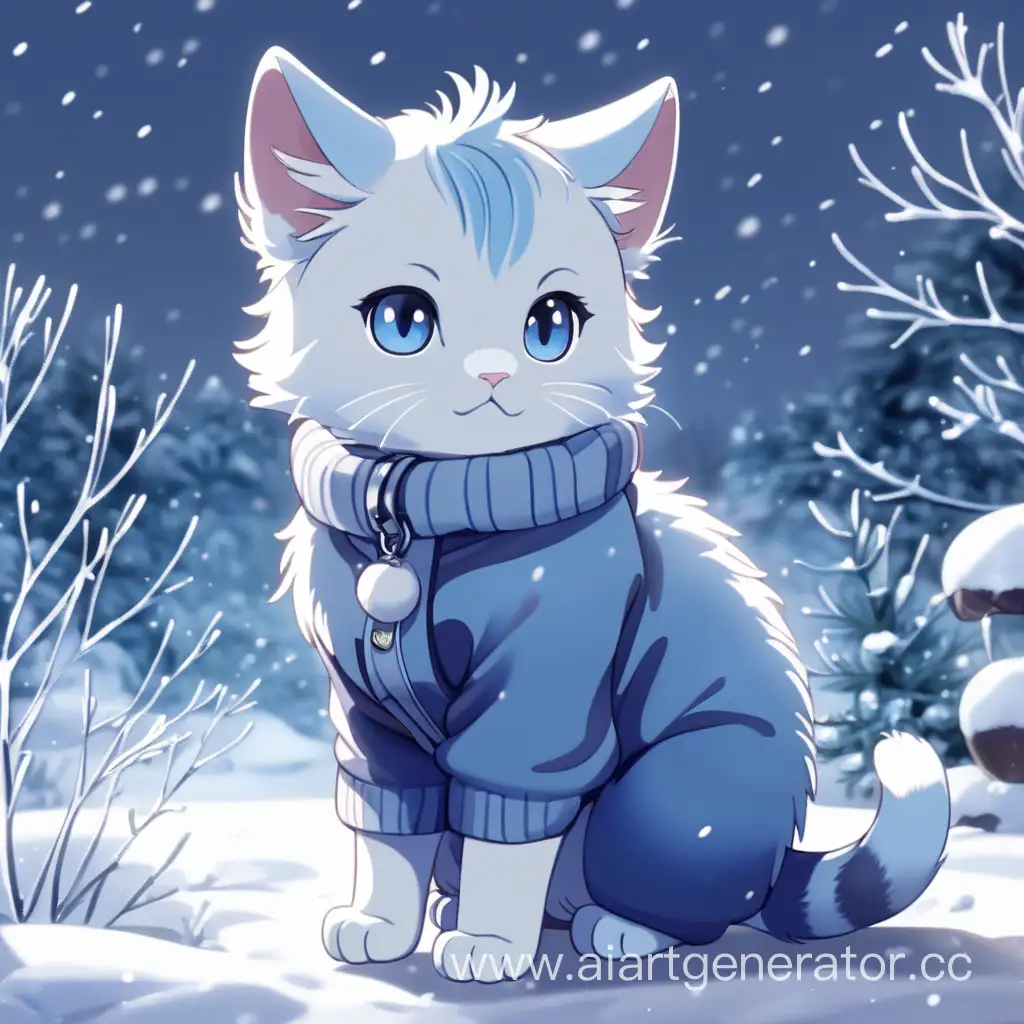 adopt cat winter anime cute blue