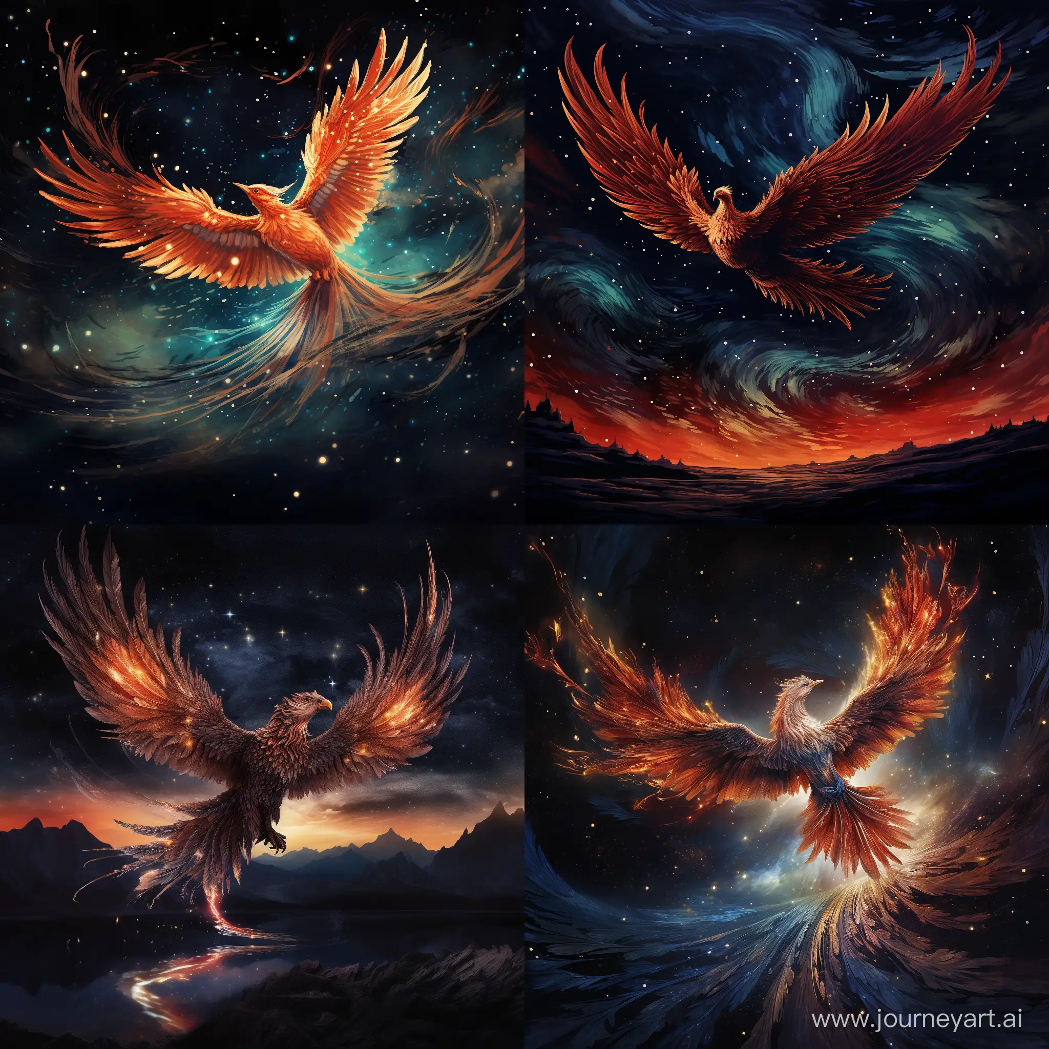 Majestic-Phoenix-Soaring-Amidst-Starlit-Night-Sky