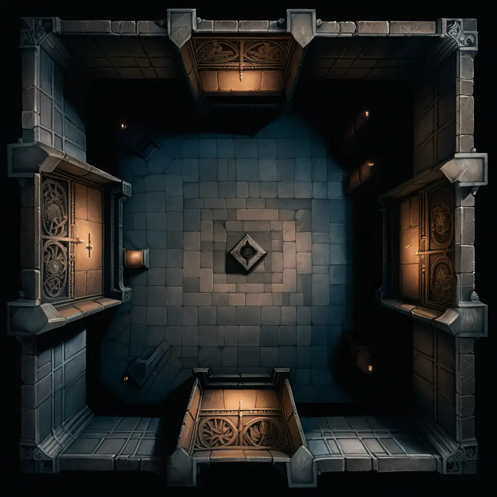 Mysterious Crypt Interior with Central Pedestal
