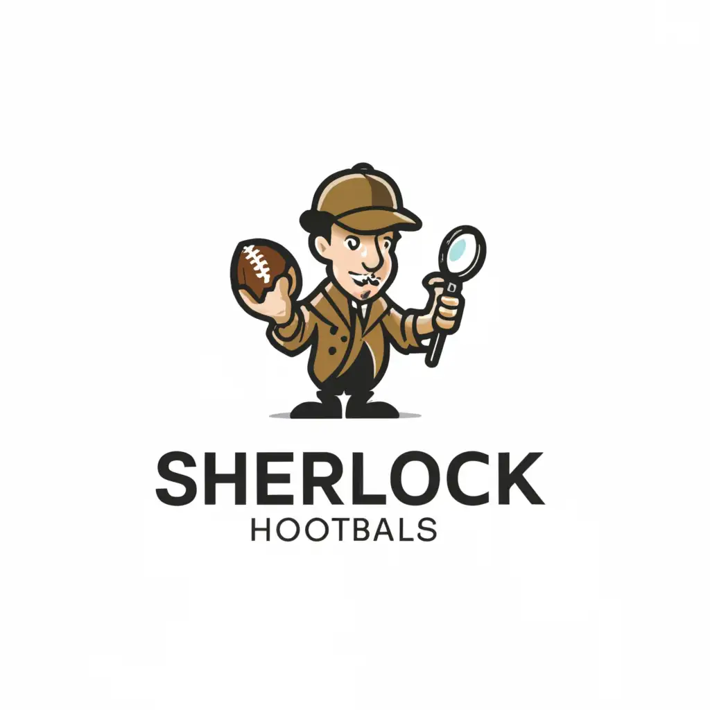 a logo design,with the text "Sherlock Football", main symbol:A detective like Sherlock Holmes, white background, the name Sherlock,complex,clear background