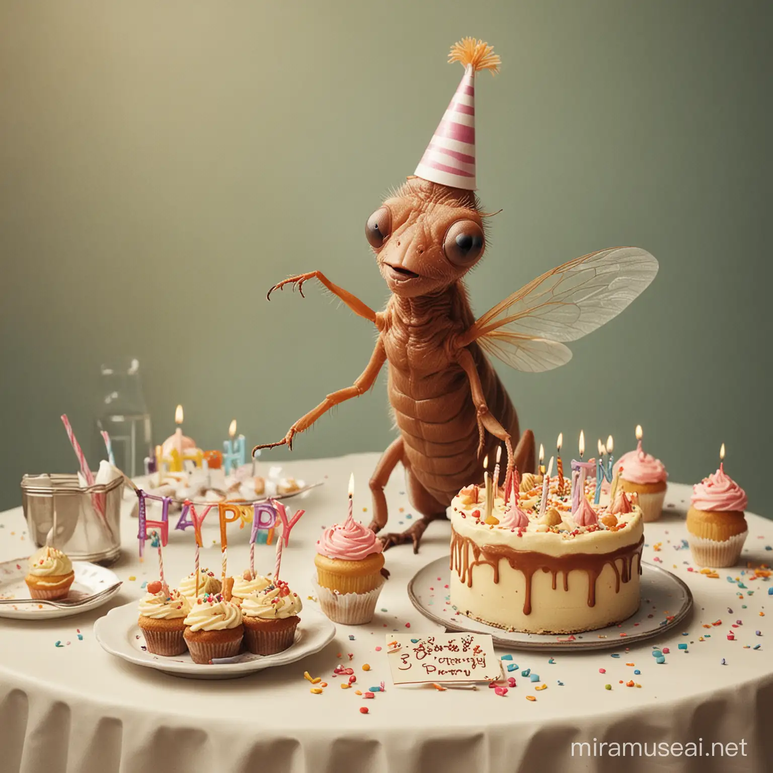 a flea having a birthday party