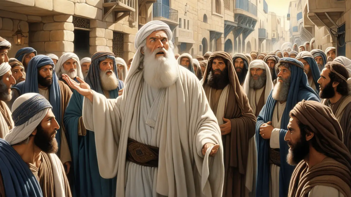 Hebrew Prophet Preaching in Jerusalems Streets