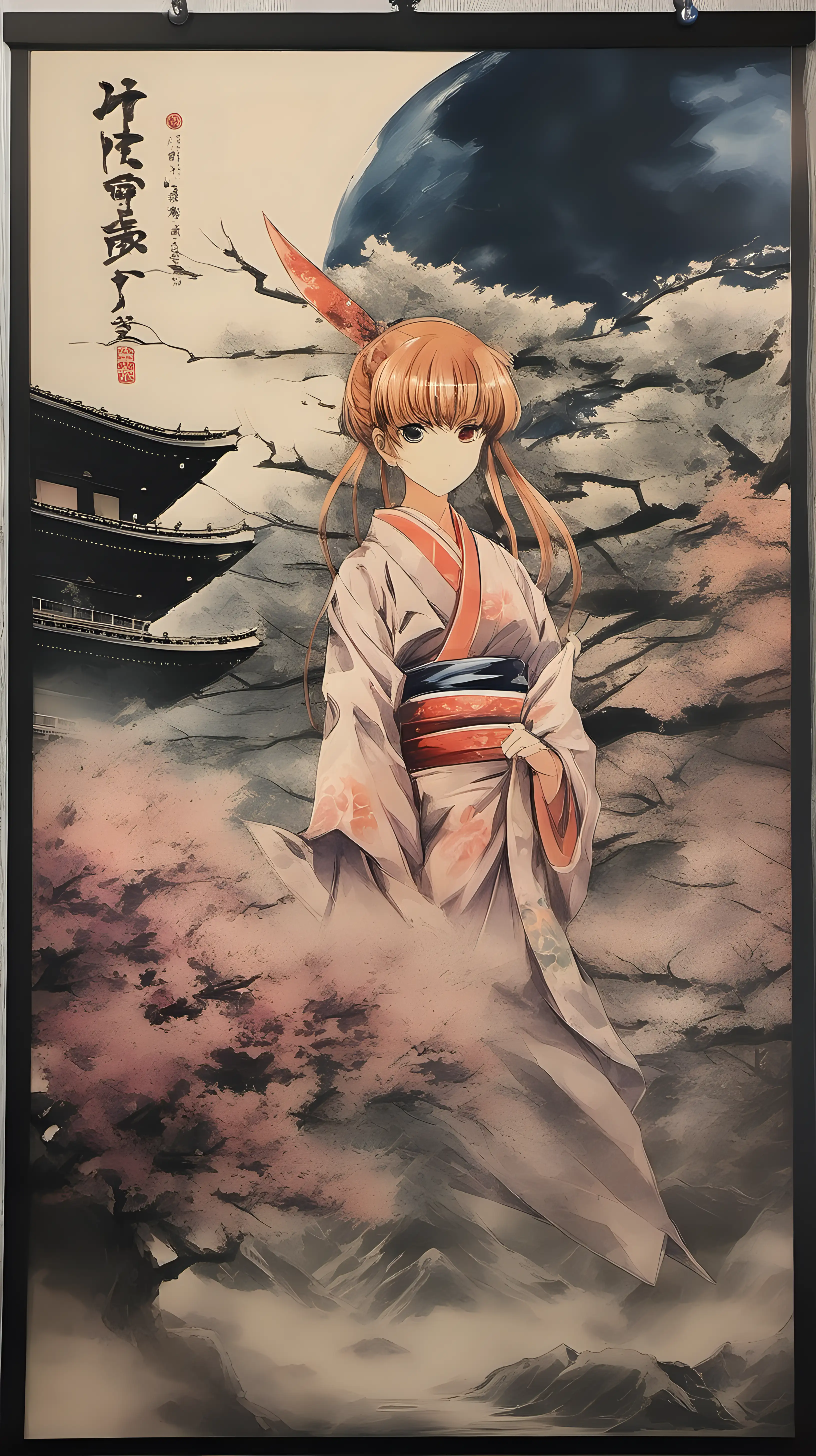 hand painted poster of japan anime 