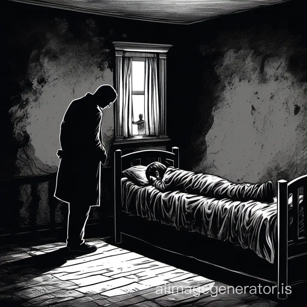 Eerie-Scene-Faceless-Man-Watching-Child-Sleep-in-Victorian-Room