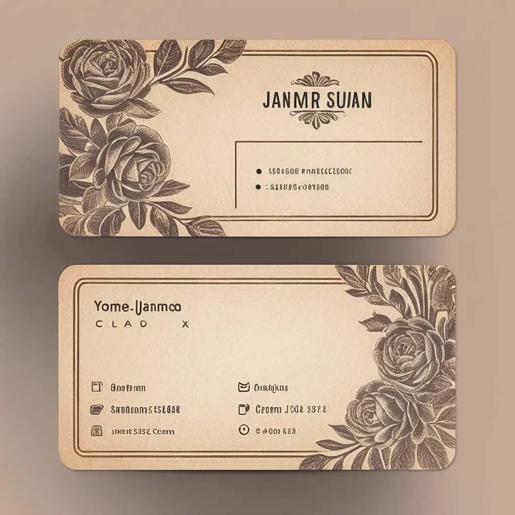 vintage aesthetic business card template, blank without text, realistic texture