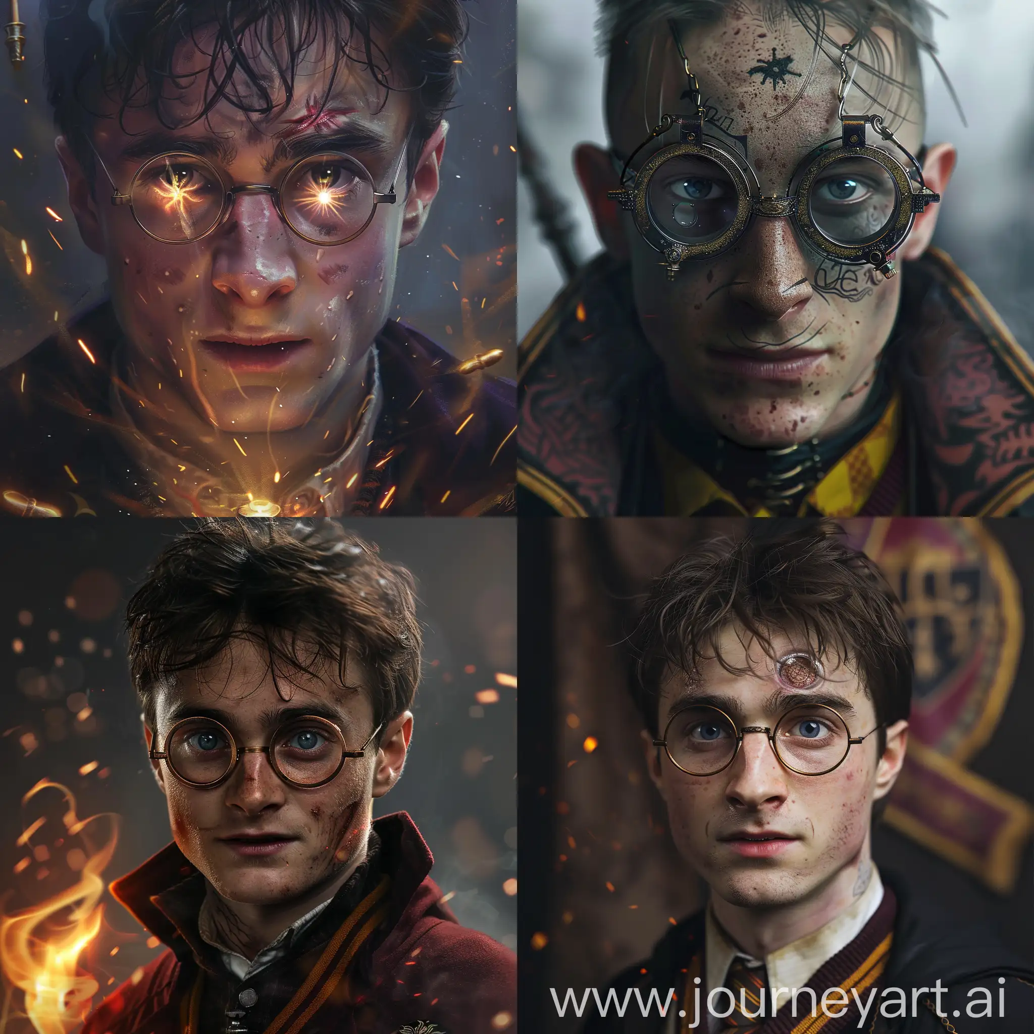 Harry Potter, character, steampunk glasses, scar, Quidditch, Harry Potter, character, Patronus spell, full body