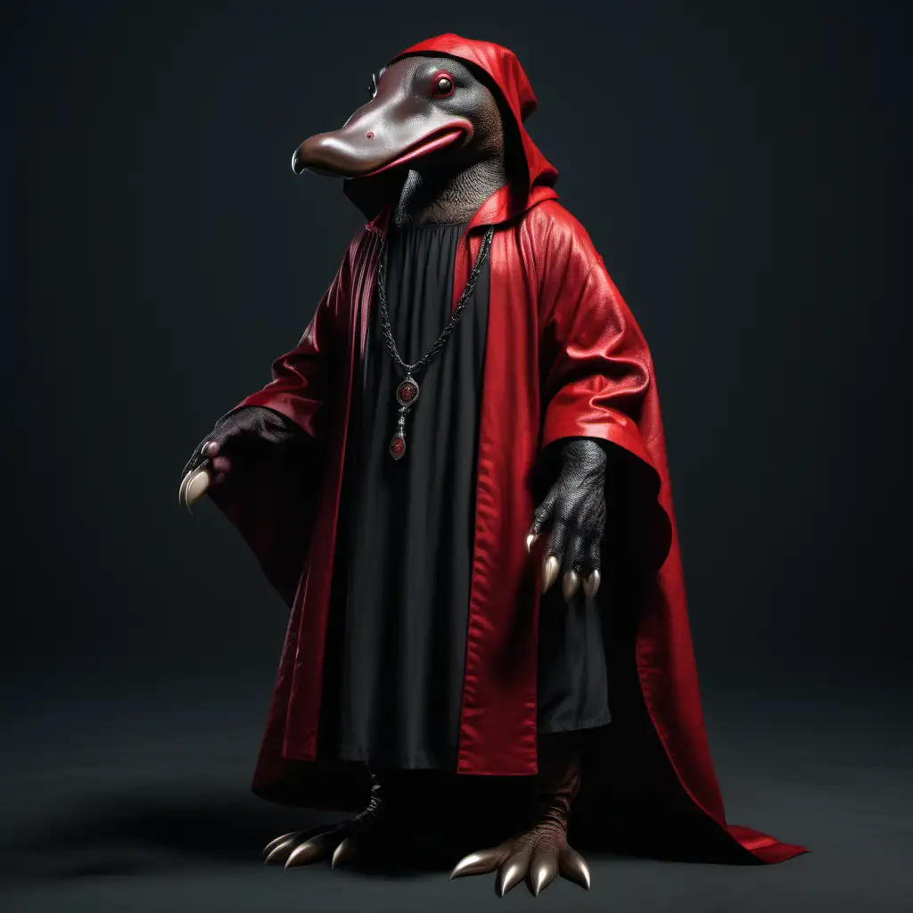 Realistic DuckBilled Platypus Satanist in RedandBlack Inquisitors Robe
