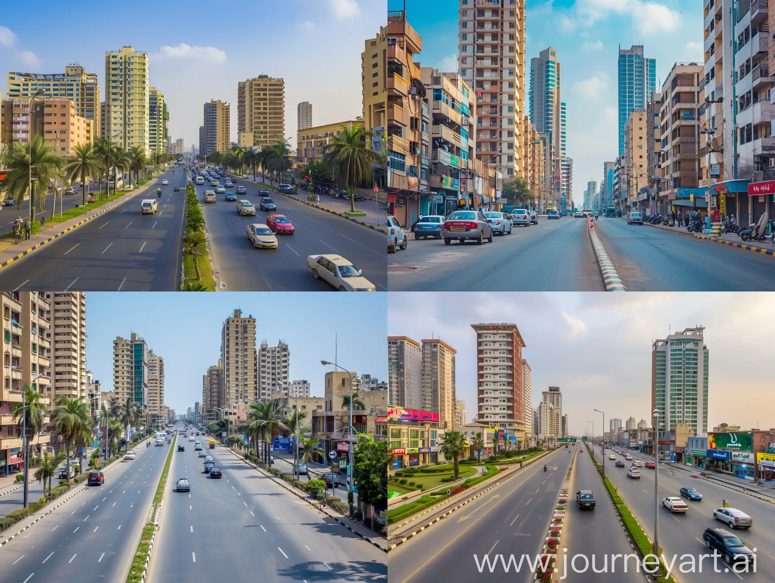 smart modern city of Karachi in Pakistan, real stock photo, street view.