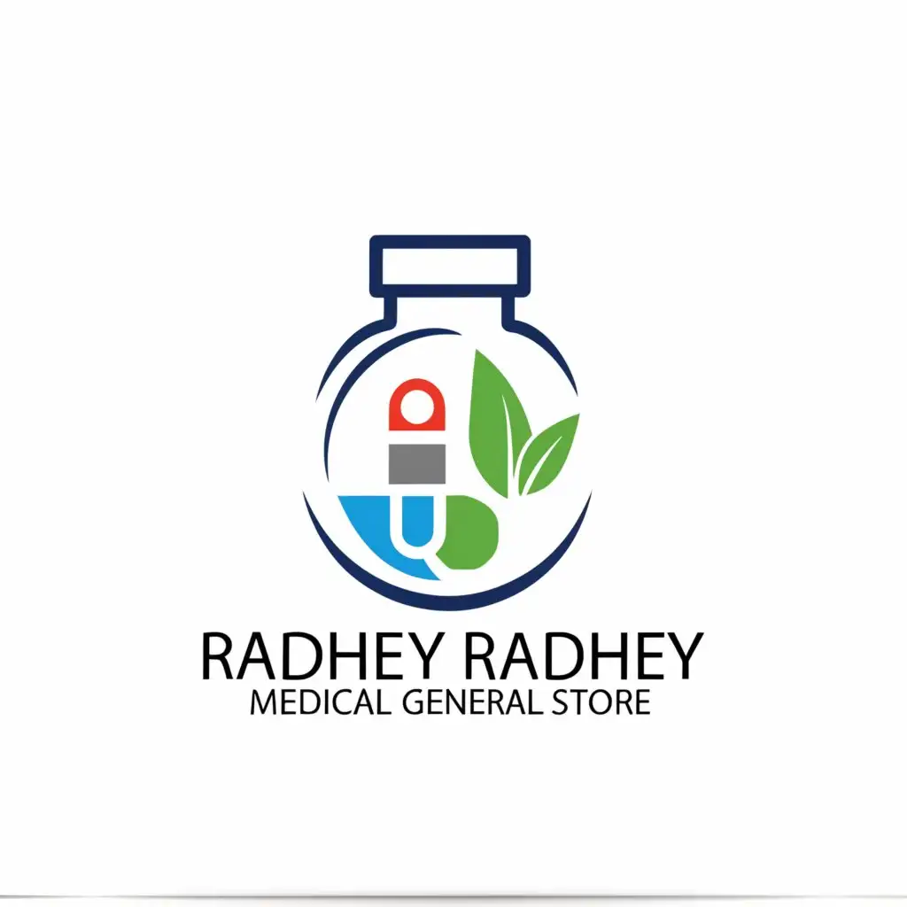 a logo design,with the text "Radhey radhey medical and genral store", main symbol:Medicine 💊,Moderate,be used in Medical Dental industry,clear background