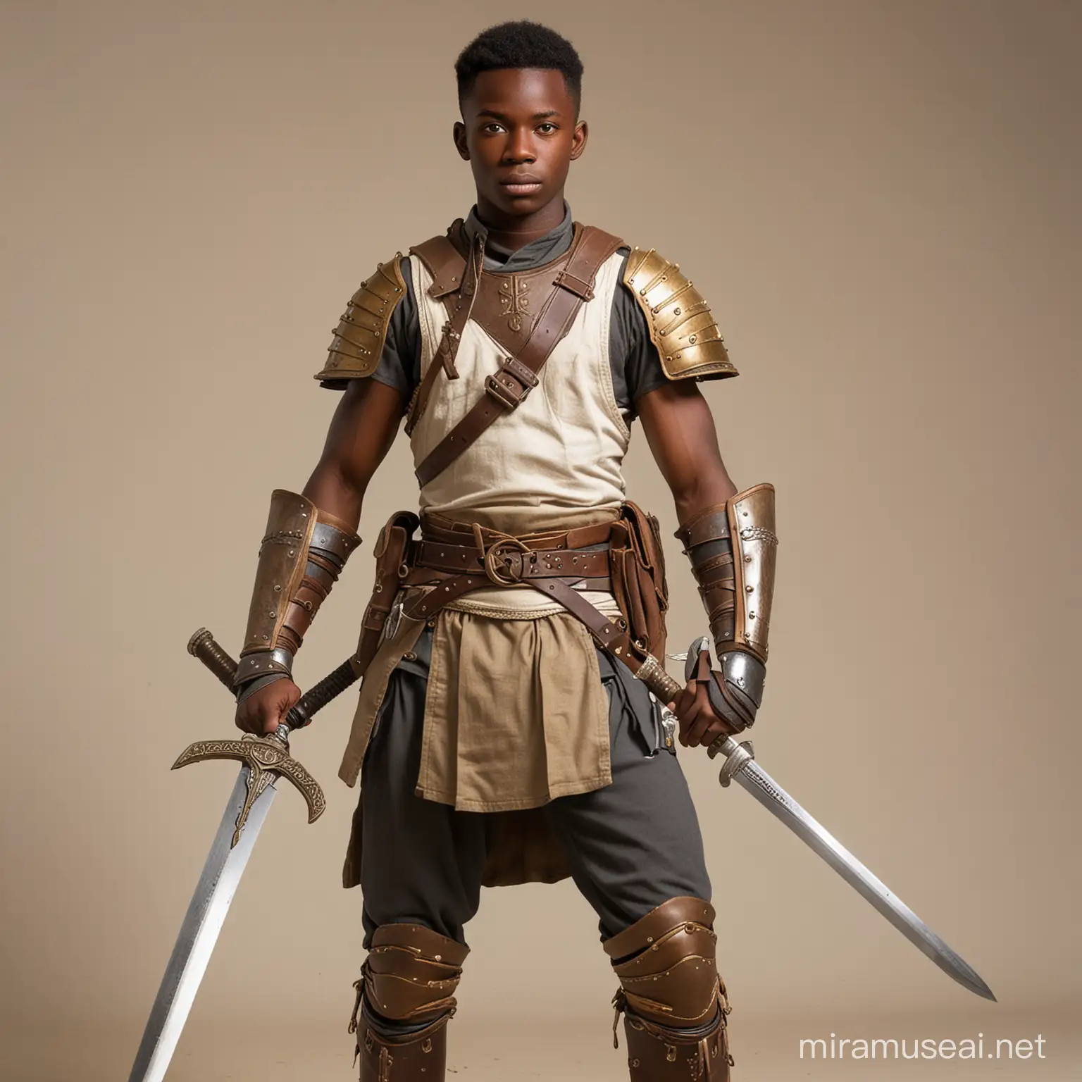African Swordfighter 18 Years Old Posed in Full Body