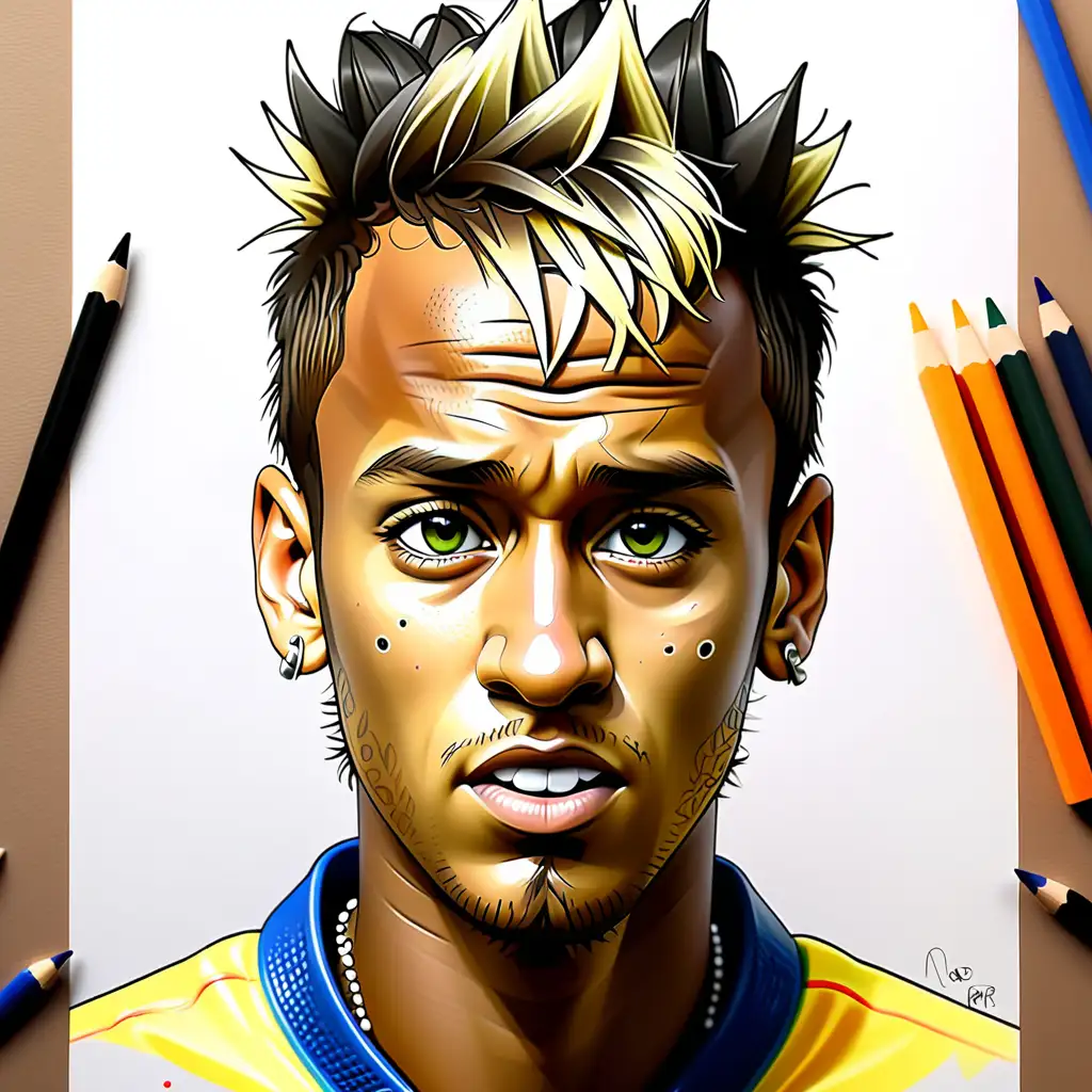 Dessin Portrait de Neymar de face