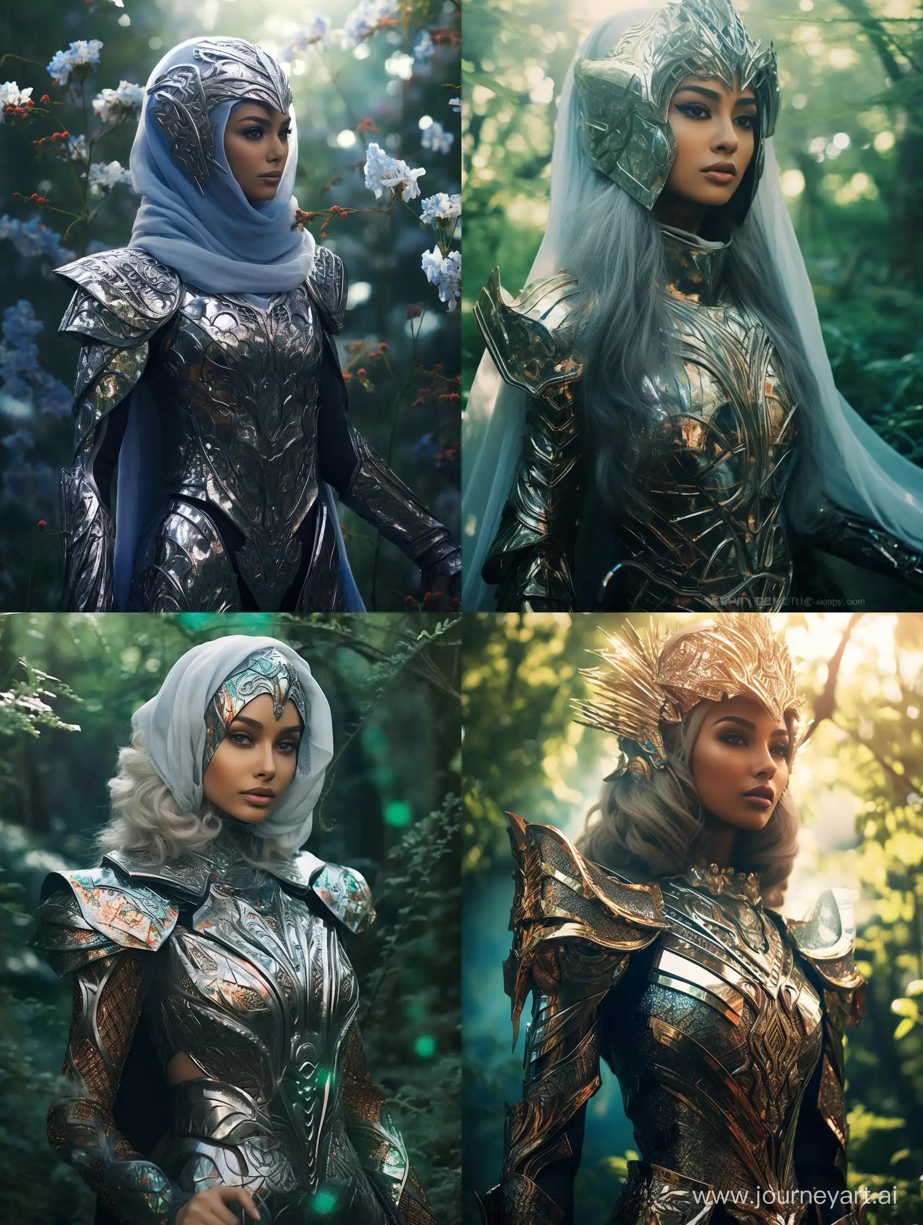 1 woman, photo of a 20 year old Arabian princess who is very beautiful and smiles suavely, fully covered semi armor ((future hijab)) ((closed tonic)) ((robe)) ((closed robe)) clothing covering her entire body ((muslim))dressed in futuristic cybernetic dragon slayer armor, wearing a futuristic crown, walking in a lush grass garden with lots of neon glowing butterflies, science fiction, complicated, neon lights, ((perfect face)), ((perfect hands )), ((perfect body )), ((anatomically correct)), ((ultra-realistic)), ((8k, UHD)), highly detailed, digital painting, art station, concept art, soft light, smooth , illustrations, art by tian zi and craig mullins and WLOP and alphonse mucha, ultra detailed faces, lingting cinematic sun,8k