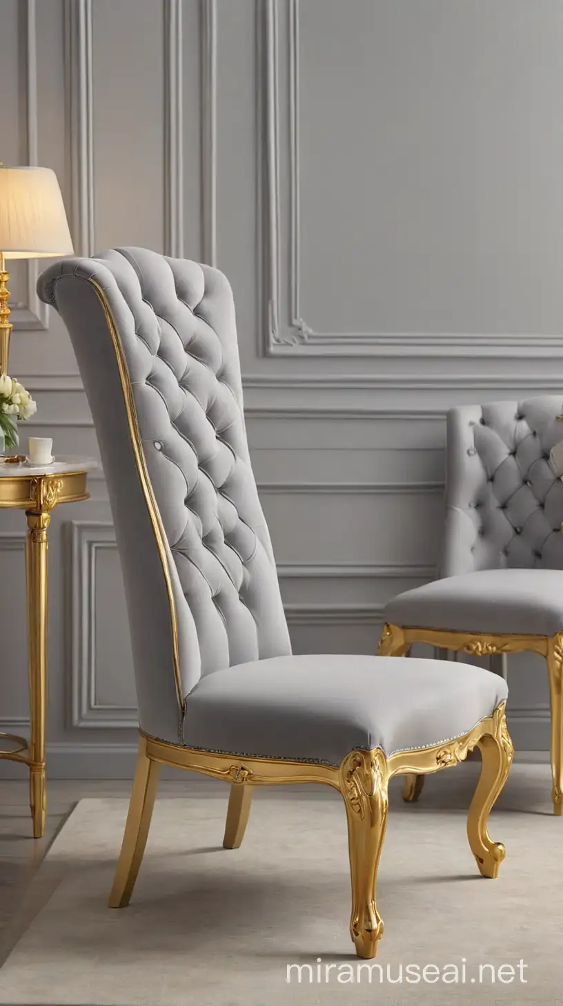 Luxurious Golden Decors on a Gry Dining Chair