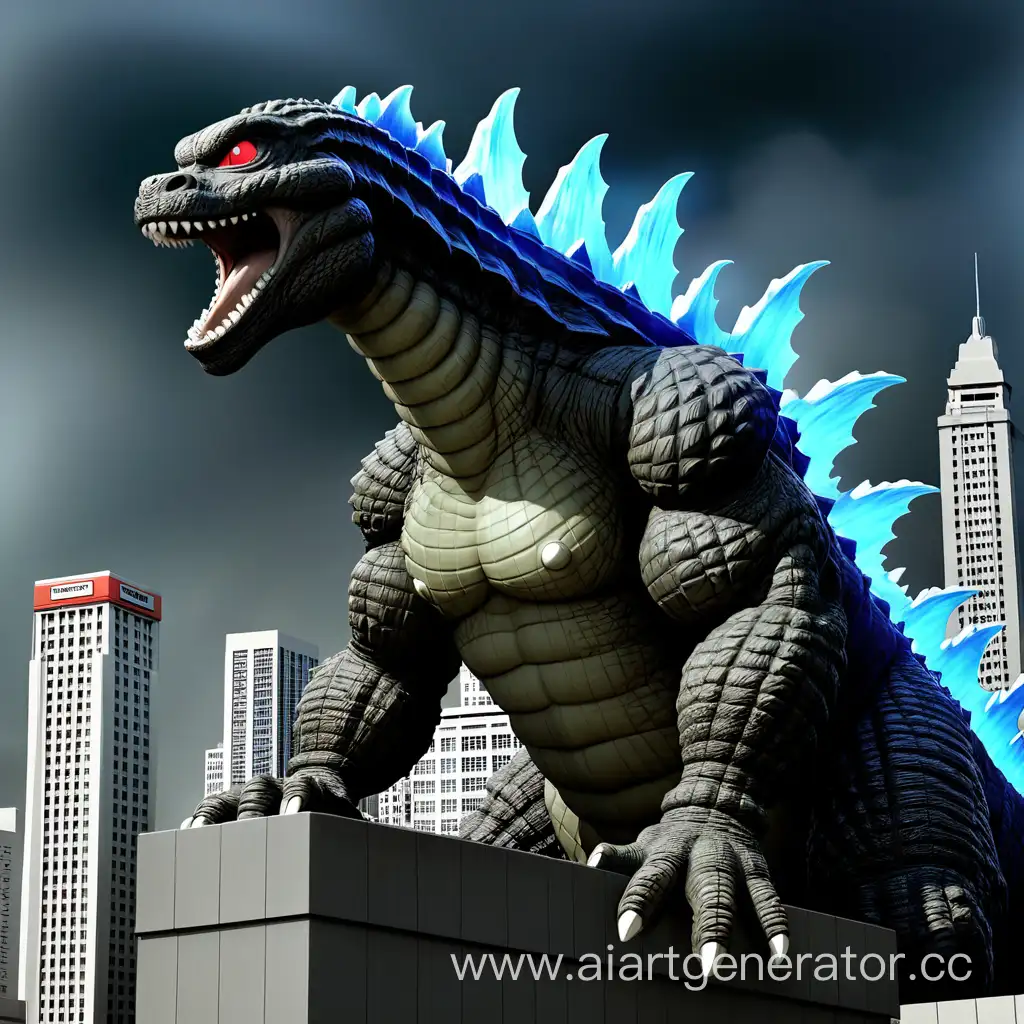Monstrous-Godzilla-Rampaging-Through-Cityscape-in-Destructive-Fury