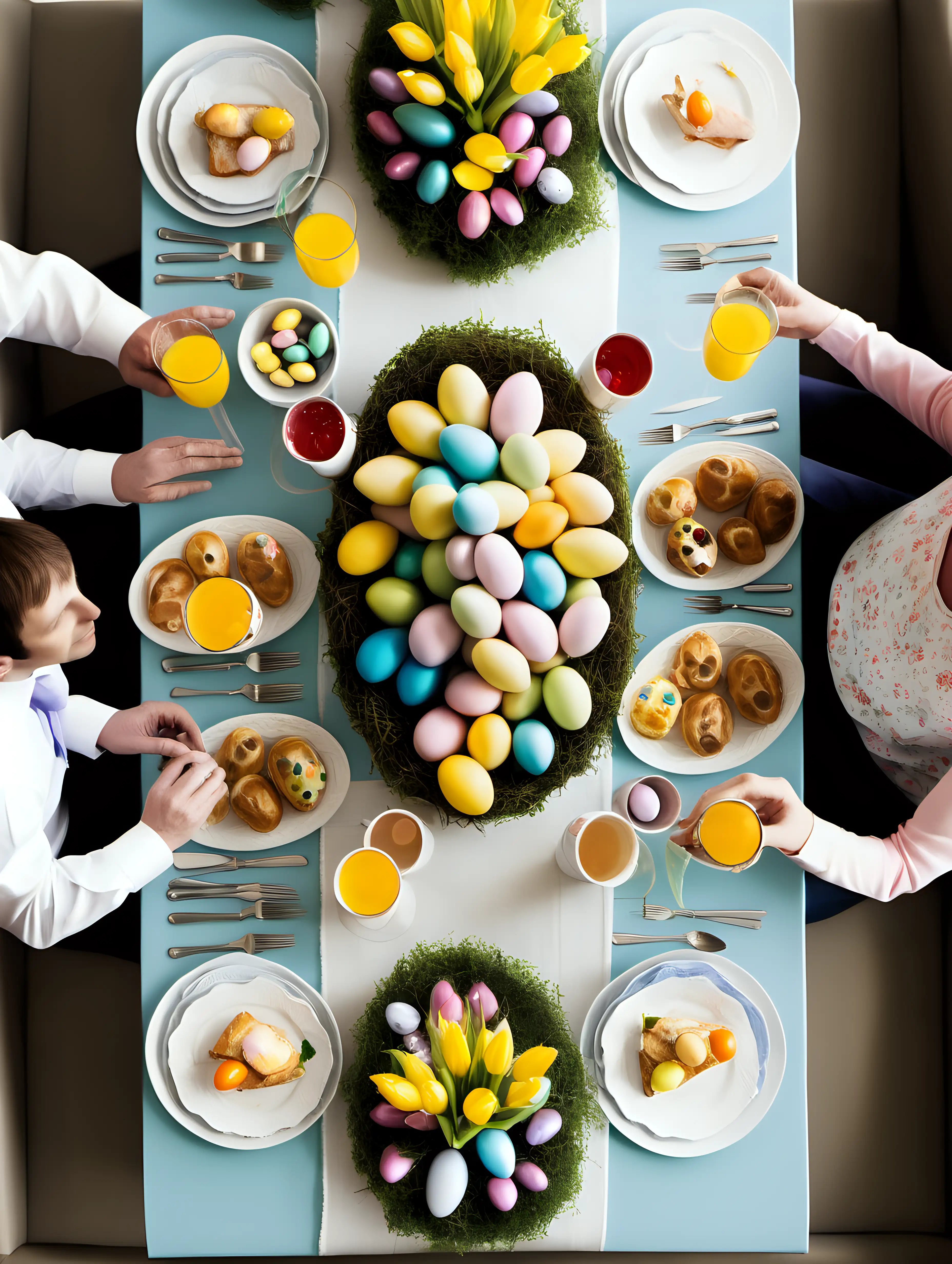 Joyful Easter Family Gathering with Festive Brunch and Dinner