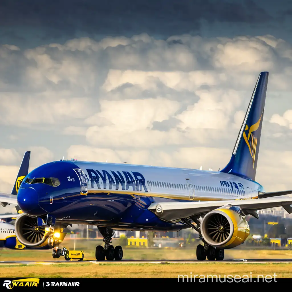 A350 Ryanair Aircraft Taking Off in Clear Blue Sky