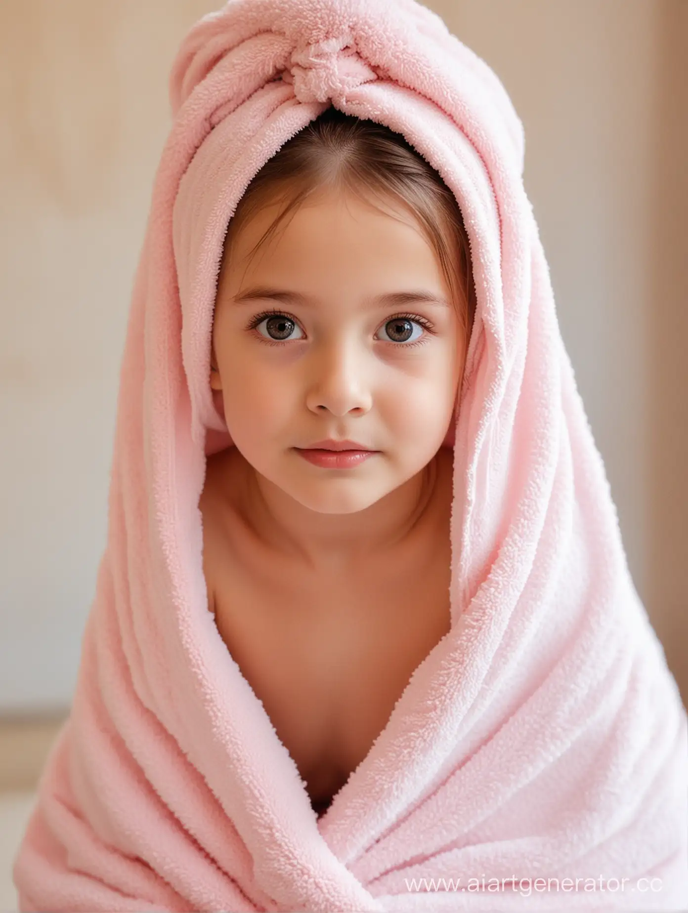 Adorable-Little-Girl-Wrapped-in-Light-Pink-Towel