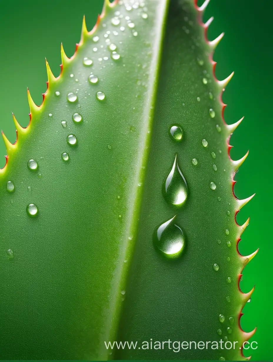 Aloe vera extreme close up leaf on green background