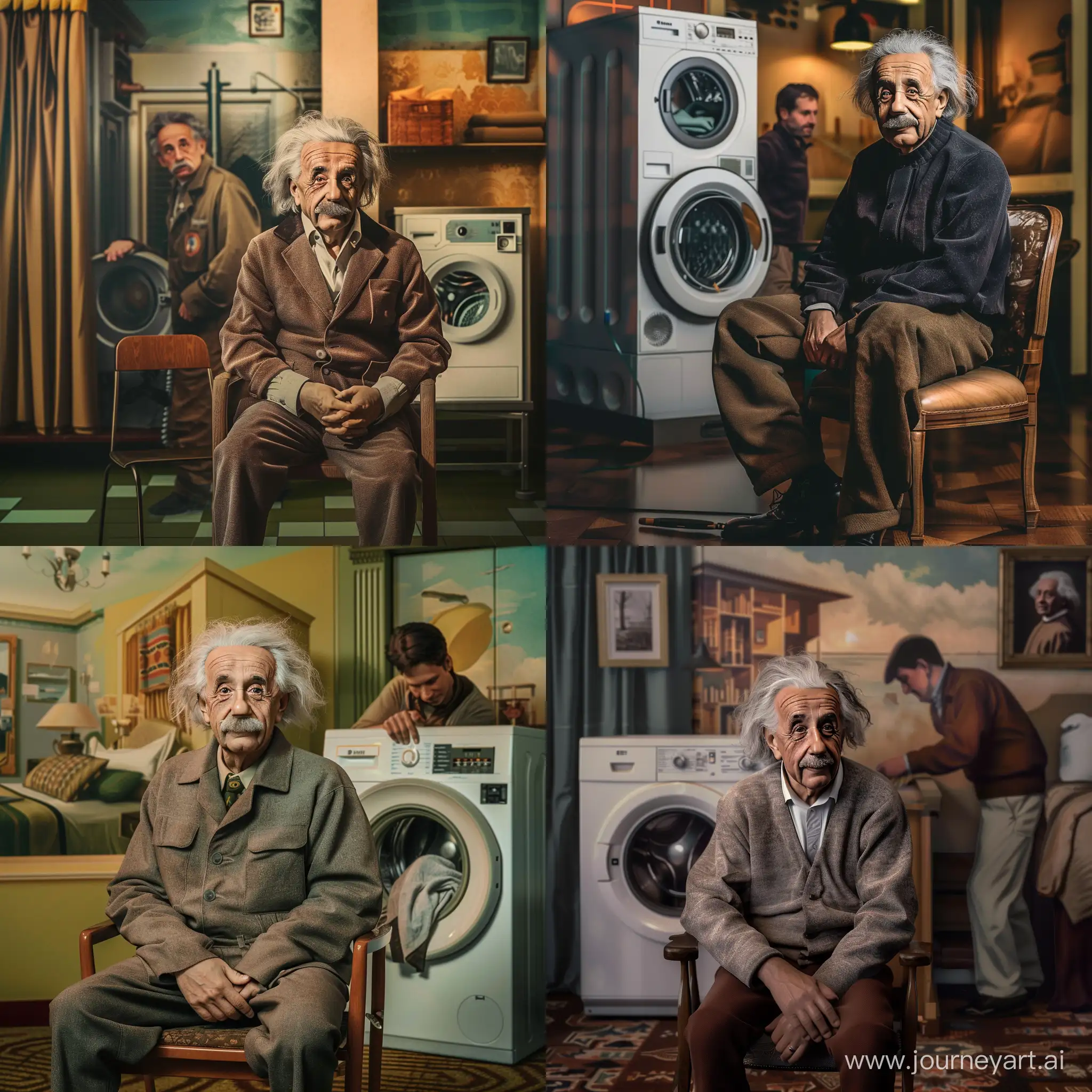 Albert-Einstein-Smiling-in-Hotel-Room-While-Waiting-for-Washing-Machine-Repair
