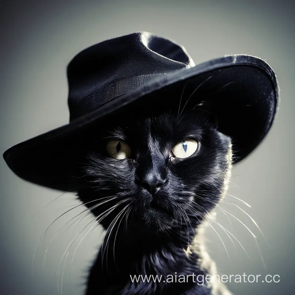 Adorable-Black-Hat-Cat-Posing-Playfully