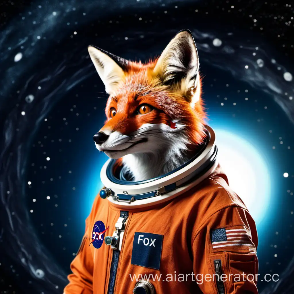 человек в образе лисы в космосе