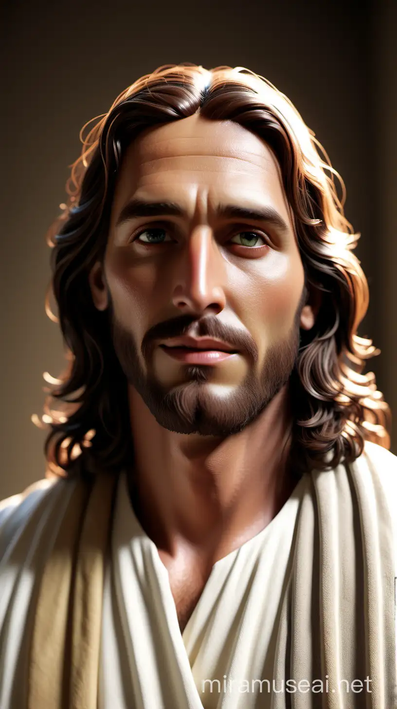 Realistic Handsome Jesus Portrait with Sacred Halo