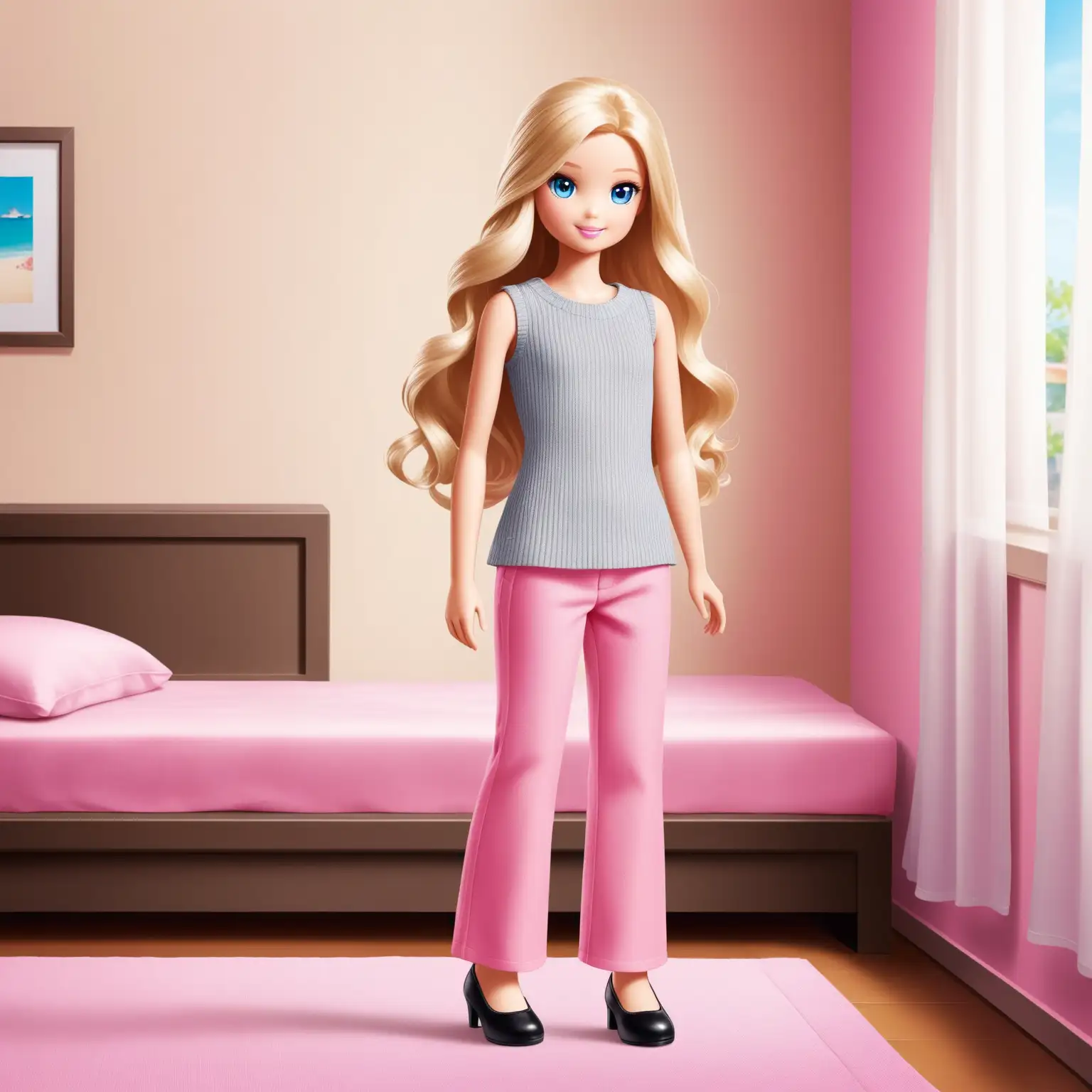 Barbie Chelsea Doll in Stylish Outfit Ribbed Knit Top and Linen Pants