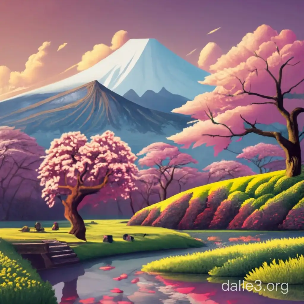 japanese sakura tree in a awesome landscape