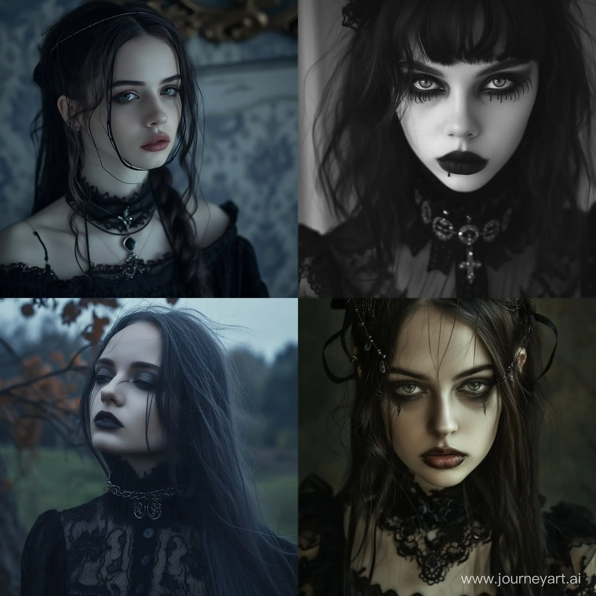 Realistic photography of girl, goth style, 4K