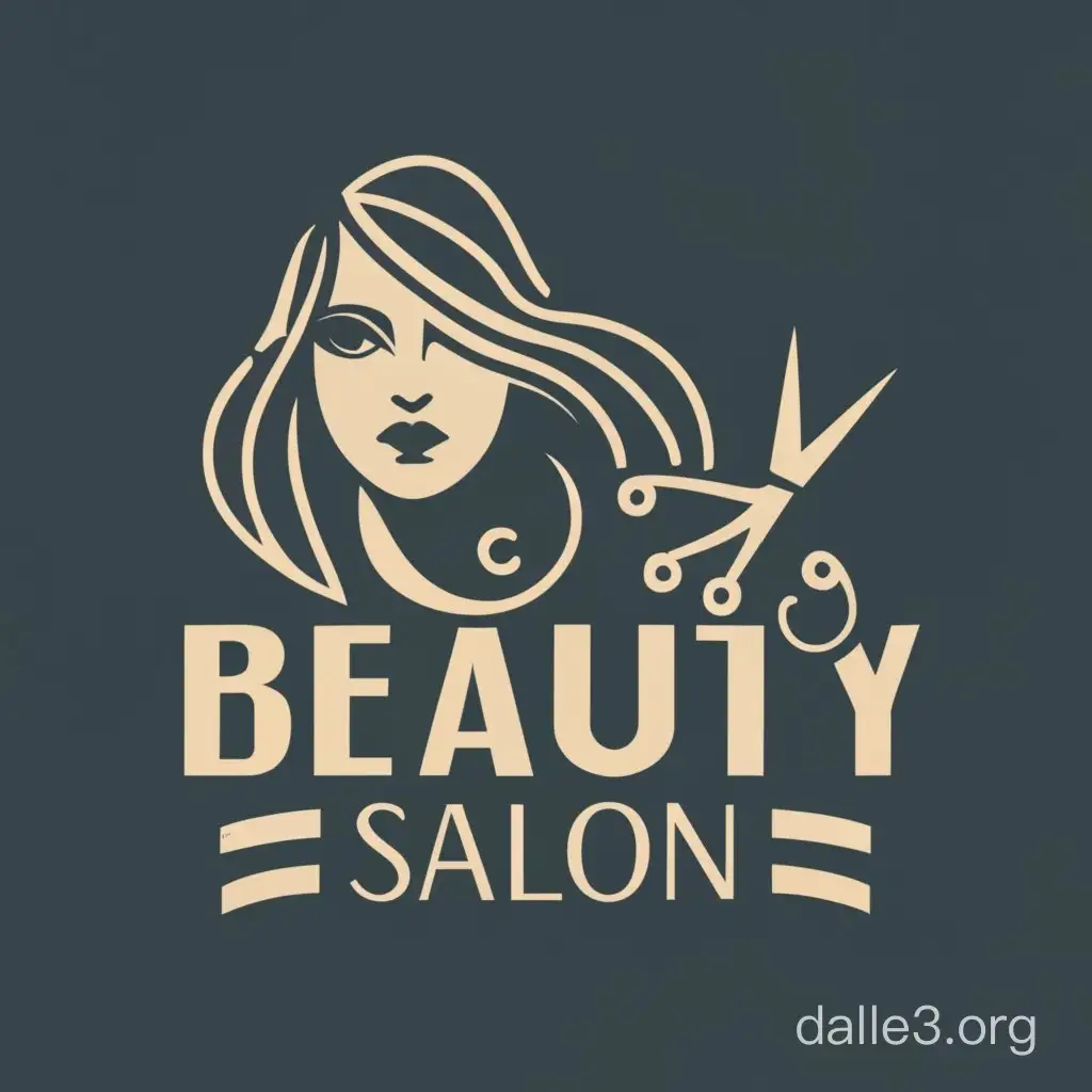 Logo for hairdresser with scissors with text Beauty salon in art deco style, vector svg