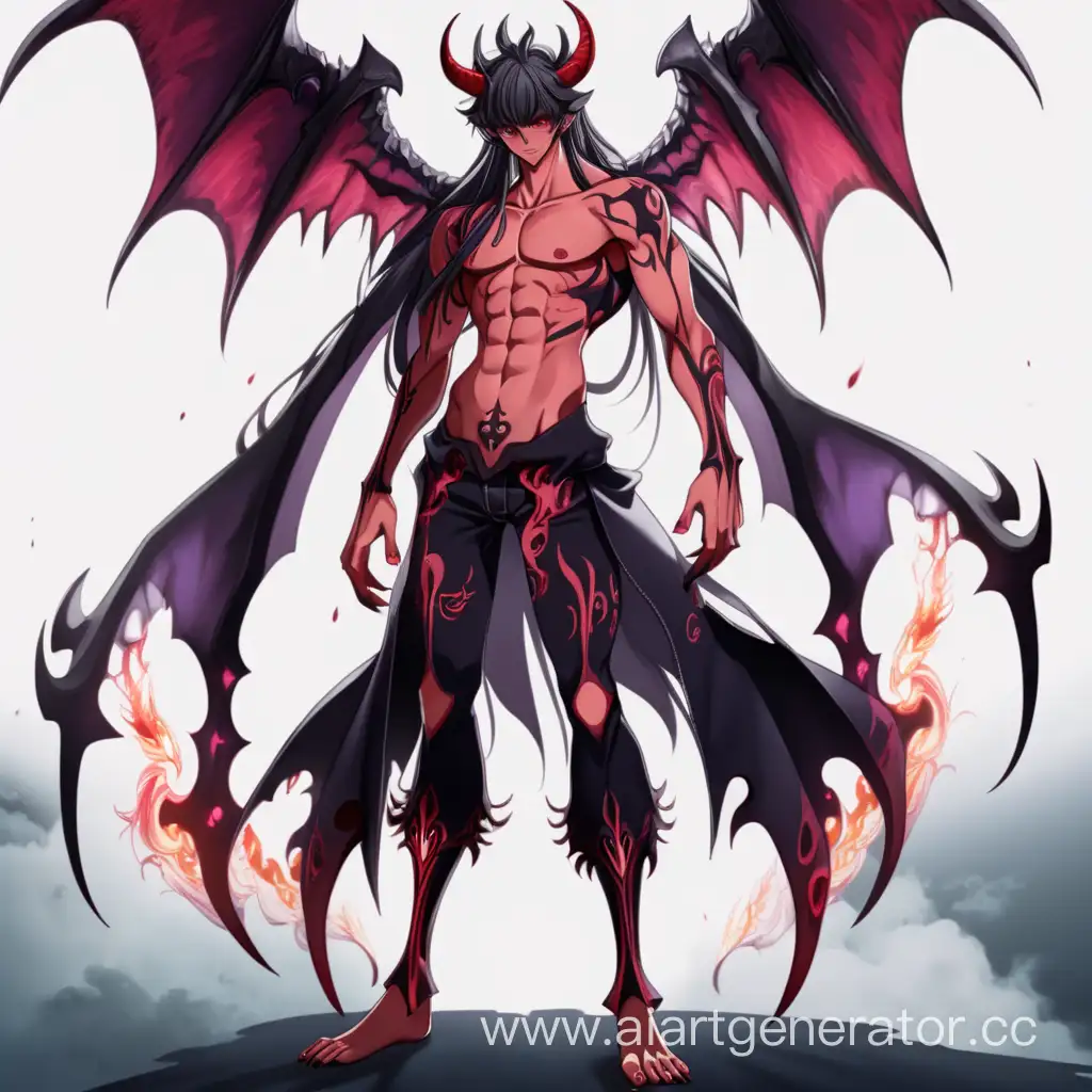 Enigmatic Anime Demon Boy Stands Tall in Majestic Beauty | AI Art Generator