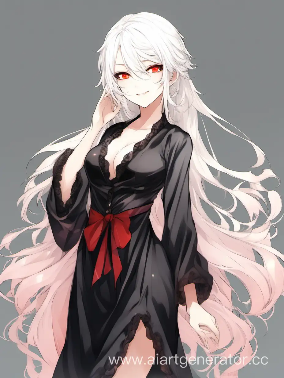 Smiling-Anime-Woman-with-White-Hair-and-Red-Eyes-in-Black-Nightgown